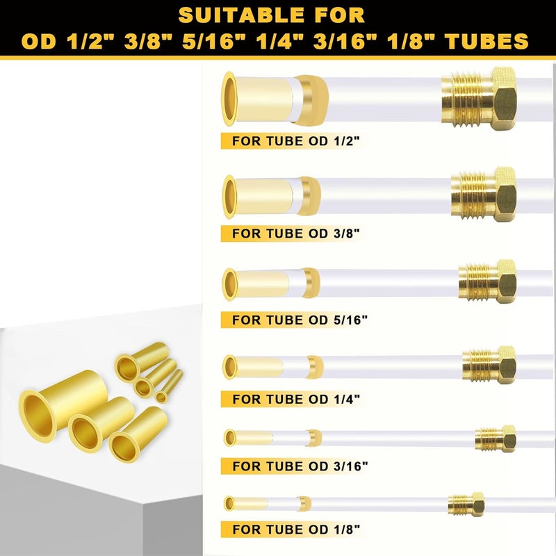 Siptenk 236 قطعة من إدخالات أنابيب الضغط النحاسية لقطر 1/2" 3/8" 5/16" 1/4" 3/16" 1/8"، مجموعة متنوعة من تركيبات الفيرول النحاسية، - Image 4
